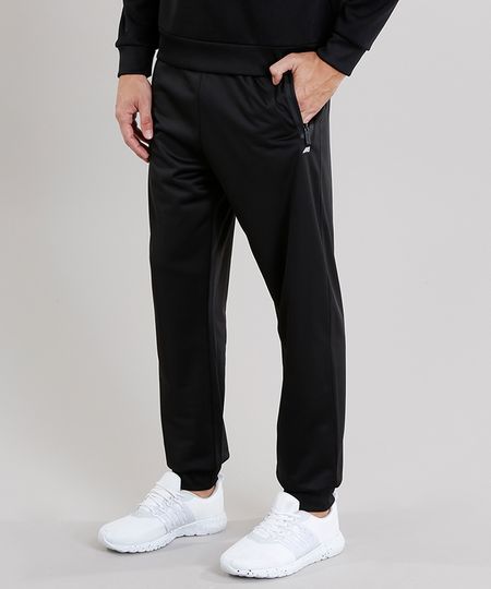 Calça Masculina Esportiva Ace em Moletom com Punho Preta Menor preço em Calça Masculina Esportiva Ace em Moletom com Punho Preta