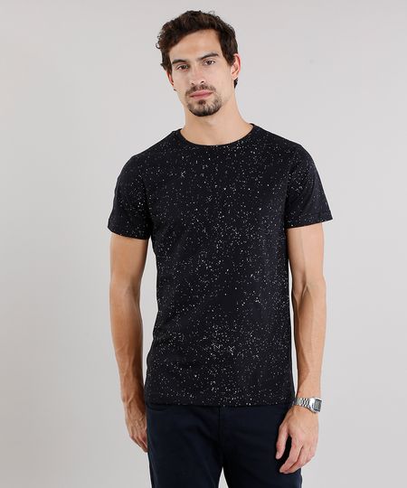 Camiseta-Masculina-Slim-Fit-Estampada-de-Respingos-Manga-Curta-Gola-Careca-Preta-9115993-Preto_1