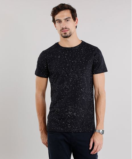 Camiseta-Masculina-Slim-Fit-Estampada-de-Respingos-Manga-Curta-Gola-Careca-Preta-9115993-Preto_1