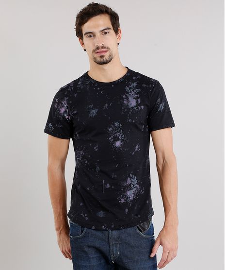 Camiseta-Masculina-Slim-Fit-Estampada-Floral-Manga-Curta-Gola-Careca-Preto-8969826-Preto_1