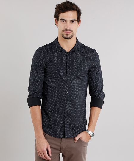 Camisa-Masculina-Slim-Estampada-Manga-Longa-Preta-8856185-Preto_1