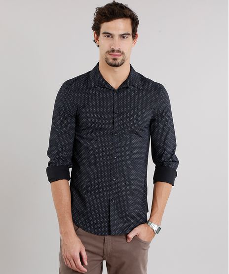 Camisa-Masculina-Slim-Estampada-Manga-Longa-Preta-8856185-Preto_1