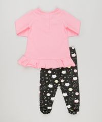 Conjunto-Infantil-de-Blusa-com-Babado-Manga-Longa-Rosa---Calca-Legging-Estampada-de-Gatinha-em-Algodao---Sustentavel-Preta-8878529-Preto_2