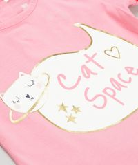Conjunto-Infantil-de-Blusa-com-Babado-Manga-Curta-Rosa---Calca-Legging-Estampada-de-Gatinha-em-Algodao---Sustentavel-Preta-8880227-Preto_4