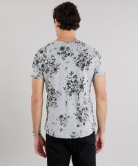 Camiseta-Masculina-Slim-Fit-Estampada-Floral-Manga-Curta-Gola-Careca-Cinza-Mescla-8969826-Cinza_Mescla_2