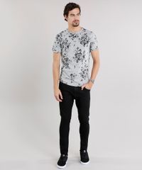 Camiseta-Masculina-Slim-Fit-Estampada-Floral-Manga-Curta-Gola-Careca-Cinza-Mescla-8969826-Cinza_Mescla_3