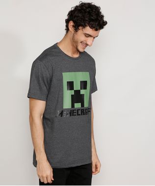 Camiseta-Masculina-Manga-Curta-Gola-Careca-Creeper-Minecraft-Cinza-Mescla-Escuro-9982203-Cinza_Mescla_Escuro_1