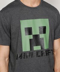 Camiseta-Masculina-Manga-Curta-Gola-Careca-Creeper-Minecraft-Cinza-Mescla-Escuro-9982203-Cinza_Mescla_Escuro_2