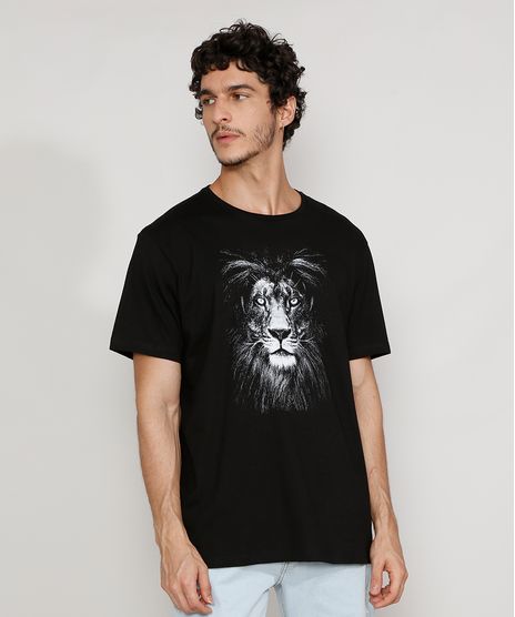 Camiseta-Masculina-Manga-Curta-Gola-Careca-Leao-Preta-9978115-Preto_1