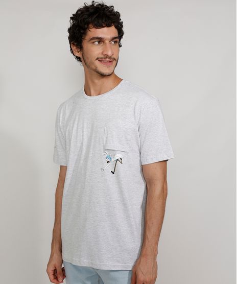 Camiseta-Masculina-Manga-Curta-Gola-Careca-Rick-and-Morty-com-Bolso-Cinza-Mescla-Claro-9982202-Cinza_Mescla_Claro_1