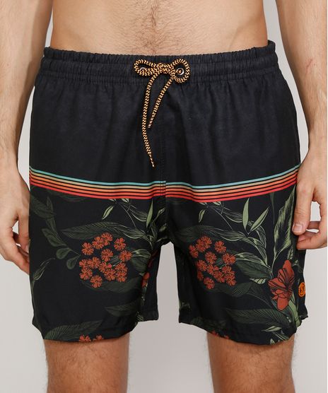 Short-Masculino-com-Estampa-Floral-e-Bolsos-Preto-9974693-Preto_1