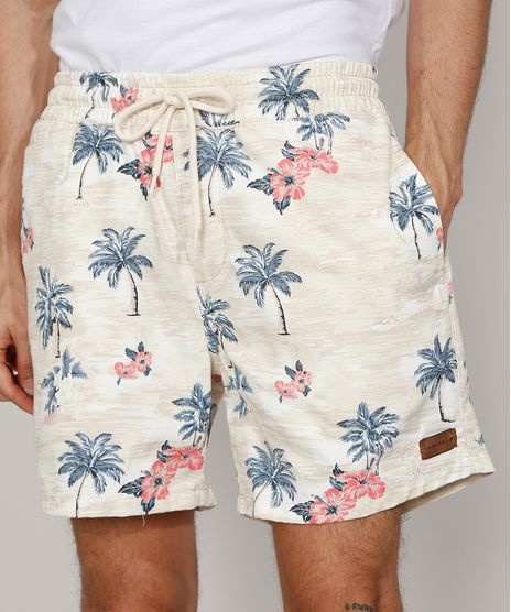 Short-de-Sarja-Masculino-Estampado-de-Paisagem-com-Cordao-e-Bolsos-Off-White-9981991-Off_White_1
