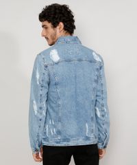 Jaqueta-Jeans-Masculina-Trucker-Destroyed-Marmorizada-com-Bolsos-Azul-Claro-9982039-Azul_Claro_2 Jaqueta-Jeans-Masculina-Trucker-Destroyed-Marmorizada-com-Bolsos-Azul-Claro-9982039-Azul_Claro_2