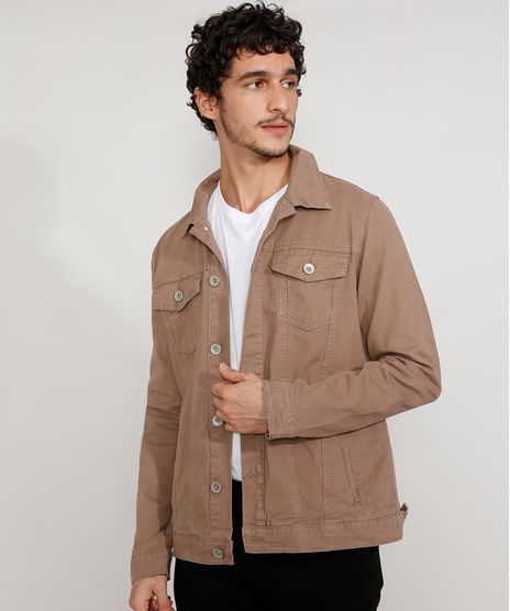Jaqueta-de-Sarja-Masculina-Trucker-com-Bolsos-Kaki-9961928-Kaki_1