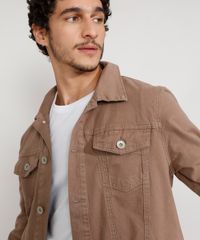 Jaqueta-de-Sarja-Masculina-Trucker-com-Bolsos-Kaki-9961928-Kaki_4