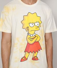 Camiseta-Masculina-Estampada-Manga-Curta-Gola-Careca-Tie-Dye-Lisa-Simpson-Amarela-9973600-Amarelo_2