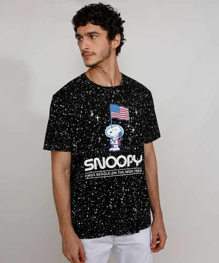 Camiseta-Masculina-Estampada-Manga-Curta-Gola-Careca-Snoopy-Astronauta-Preta-9978103-Preto_1