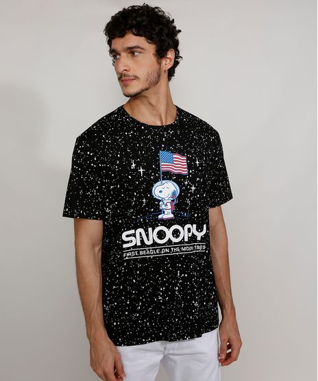 Camiseta-Masculina-Estampada-Manga-Curta-Gola-Careca-Snoopy-Astronauta-Preta-9978103-Preto_1