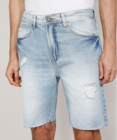 Bermuda-Jeans-Masculina-Slim-com-Rasgos-e-Barra-a-Fio-Azul-Claro-9972481-Azul_Claro_1