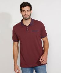 Polo-de-Piquet-Masculina-Tradicional-com-Bolso-Quadriculado-Manga-Curta-Vinho-9948843-Vinho_1