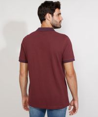 Polo-de-Piquet-Masculina-Tradicional-com-Bolso-Quadriculado-Manga-Curta-Vinho-9948843-Vinho_2
