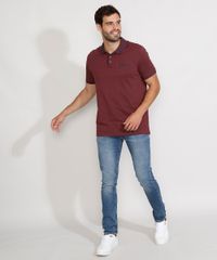 Polo-de-Piquet-Masculina-Tradicional-com-Bolso-Quadriculado-Manga-Curta-Vinho-9948843-Vinho_3