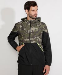 Jaqueta-Corta-Vento-de-Nylon-Masculina-Esportiva-Ace-com-Recorte-Camuflado-e-Capuz-Verde-Militar-9786814-Verde_Militar_1