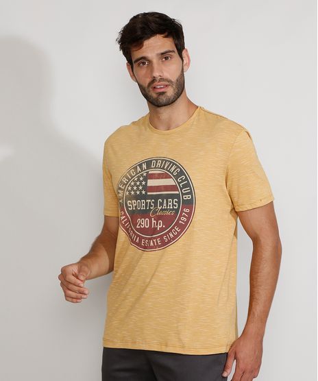 Camiseta-Masculina-Manga-Curta-Gola-Careca--Sports-Cars-Classics--Mostarda-9981739-Mostarda_1