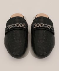 Mule-Feminino-Texturizado-Croco-com-Corrente-Via-Uno-Preto-9983614-Preto_5