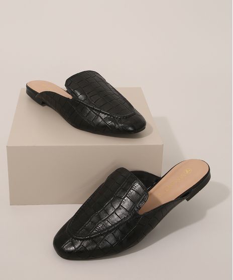 Mule-Feminino-Texturizado-Cobra-Via-Uno-Preto-9983616-Preto_1