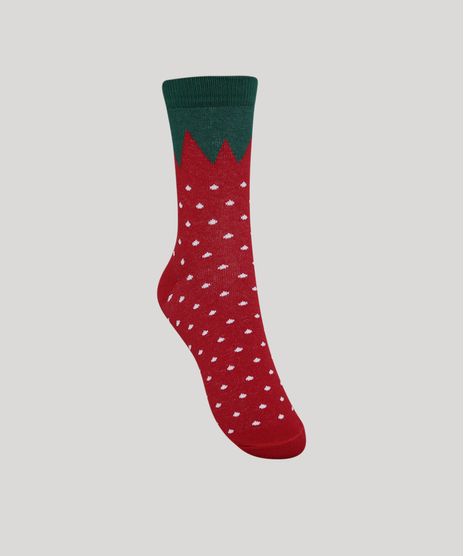 Meia-Feminina-Cano-Alto-Estampada-Morango-Vermelha-9977257-Vermelho_1