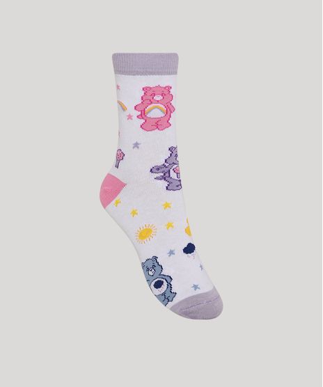 Meia-Feminina-Cano-Alto-Estampado-Ursinhos-Carinhosos-Lilas-9977261-Lilas_1