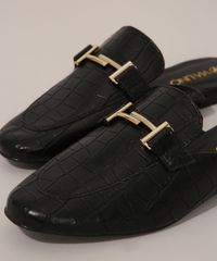 Mule-Feminino-Texturizado-Croco-com-Fivela-Via-Uno-Preto-9983609-Preto_3