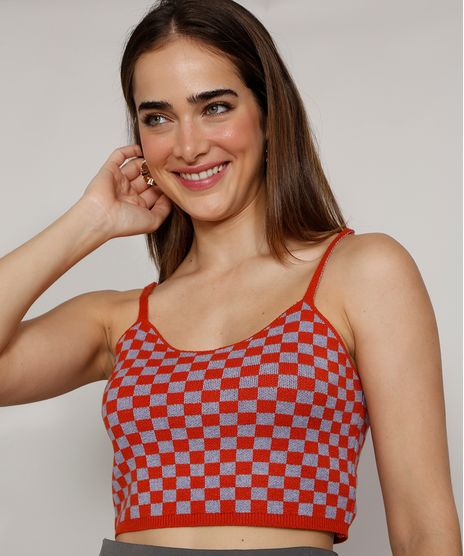 Top-Cropped-de-Trico-Feminino-Mindset-Estampado-Xadrez-Vichy-Alca-Fina-Decote-Redondo-Laranja-Escuro-9987234-Laranja_Escuro_1