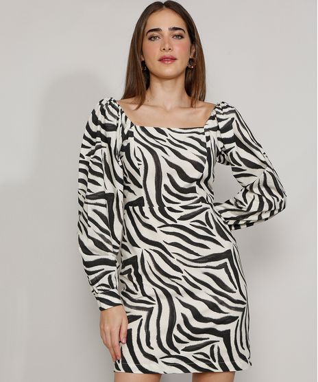 Vestido-Feminino-Mindset-Curto-Estampado-Animal-Print-Zebra-Manga-Bufante-Branco-9985177-Branco_1