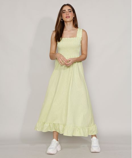 Vestido-Feminino-Mindset-Longo-Estampado-Xadrez-Vichy-Alca-com-Babado-Verde-Claro-9984869-Verde_Claro_1