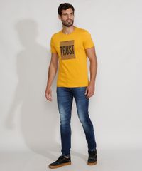 Camiseta-Masculina-Slim-Manga-Curta-Gola-Careca--Trust--com-Relevo-Mostarda-9961986-Mostarda_5