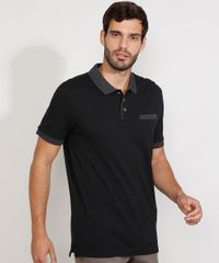 Polo-de-Piquet-Masculina-Tradicional-com-Bolso-Quadriculado-Manga-Curta-Preta-9948843-Preto_1