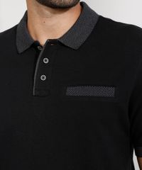 Polo-de-Piquet-Masculina-Tradicional-com-Bolso-Quadriculado-Manga-Curta-Preta-9948843-Preto_4