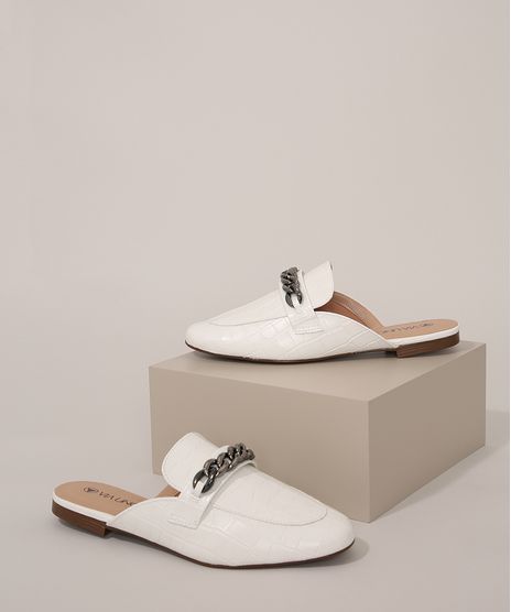 Mule-Feminino-Via-Uno-Texturizado-Croco-com-Corrente-Branco-9983613-Branco_1