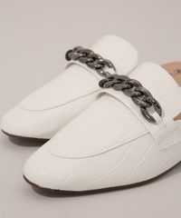 Mule-Feminino-Via-Uno-Texturizado-Croco-com-Corrente-Branco-9983613-Branco_3