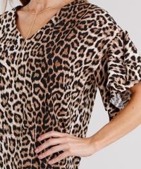 Vestido-Feminino-Amplo-com-Babado-nas-Mangas-Estampado-Animal-Print-Decote-V-Curto-Bege-8915148-Bege_4