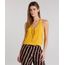 Regata-Feminina-Ampla-com-Ilhos-e-Lace-Up-Texturizada-Decote-V-Amarelo-Escuro-8886649-Amarelo_Escuro_1