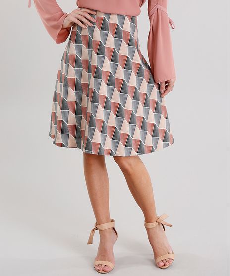 Saia-Feminina-Evase-Curta-Estampada-Geometrica-Laranja-Escuro-8888845-Laranja_Escuro_1