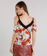 Blusa-Feminina-Open-Shoulder-com-Argola-na-Alca-Estampada-Floral-Manga-Curta-Laranja-Escuro-8886650-Laranja_Escuro_2