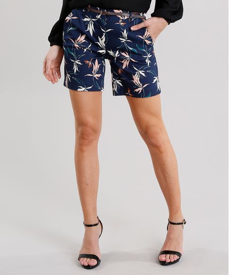 Short-Feminino-Alfaiataria-Estampado-Floral-com-Cinto-Azul-Marinho-8823147-Azul_Marinho_1