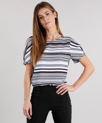 Blusa-Feminina-com-Estampa-Listrada-Manga-Curta-com-Perola-Decote-Redondo-Preta-9040224-Preto_1