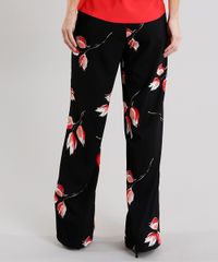 Calca-Feminina-Pantalona-Estampada-Floral-com-Bolsos-Preta-8889692-Preto_2