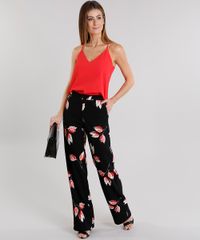 Calca-Feminina-Pantalona-Estampada-Floral-com-Bolsos-Preta-8889692-Preto_3