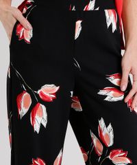 Calca-Feminina-Pantalona-Estampada-Floral-com-Bolsos-Preta-8889692-Preto_4